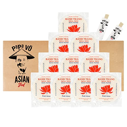 10er Pack (10x400g) Pink Lotus Banh Trang Hoa Sen Reispapier (Papa Vo®) von Papa Vo