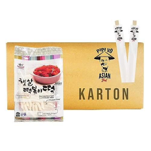 12er Pack (12x600g) Matamun Toppoki Reiskuchen-Sticks Banh Gao + 2 Papa Vo Chopsticks von Papa Vo