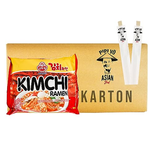 20er Pack (20x120g) Ottogi Ramen Nudeln Kimchi Geschmack + 2 Papa Vo Chopsticks von Papa Vo