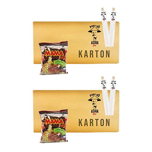 2Kartons (60x60g) Mama Instant Nudelsuppe Rindgeschmack (Papa Vo) mit Gratis Einwegstäbchen von Papa Vo