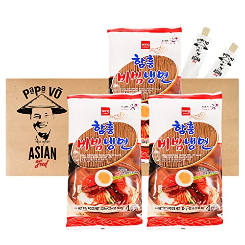 3er Pack (3x 624g) Wang Hamheung Bibim Naengmyeon Buchweizen Nudeln mit scharfer Sauce (Papa Vo®) von Papa Vo