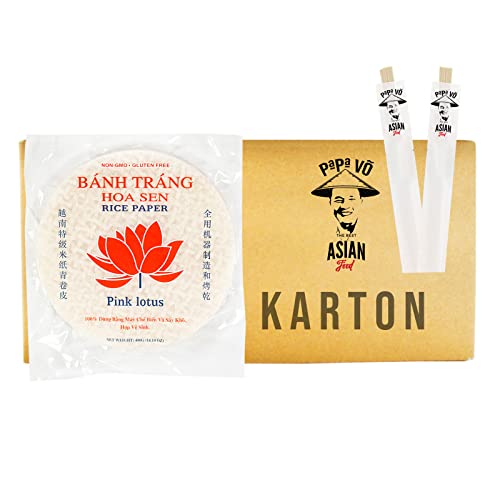 40er Pack (40x400g) Pink Lotus Banh Trang Hoa Sen Reispapier (Papa Vo®) von Papa Vo