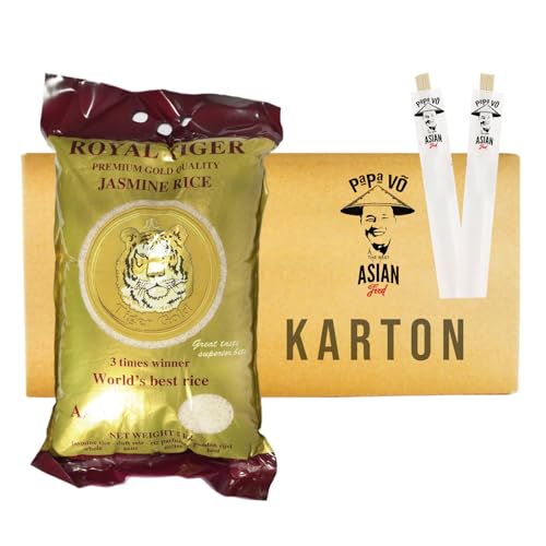 4er Pack (4x5kg) Royal Tiger Jasmin Duftreis + 2 Papa Vo Essstäbchen von Papa Vo