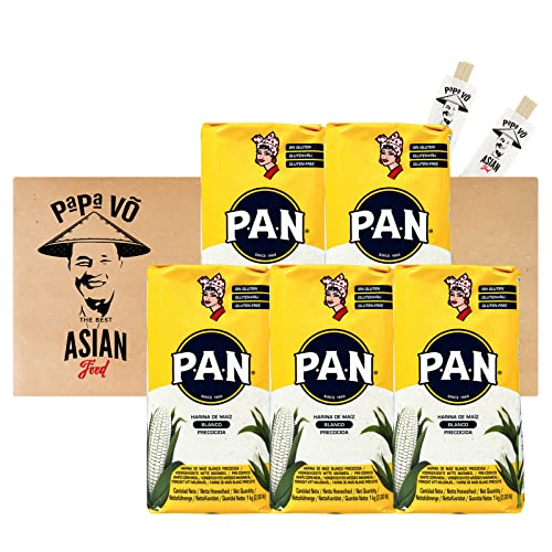5er Pack (5x1kg) Harina Pan Vorgekochtes WEISSES Maismehl (Papa Vo®) von Papa Vo