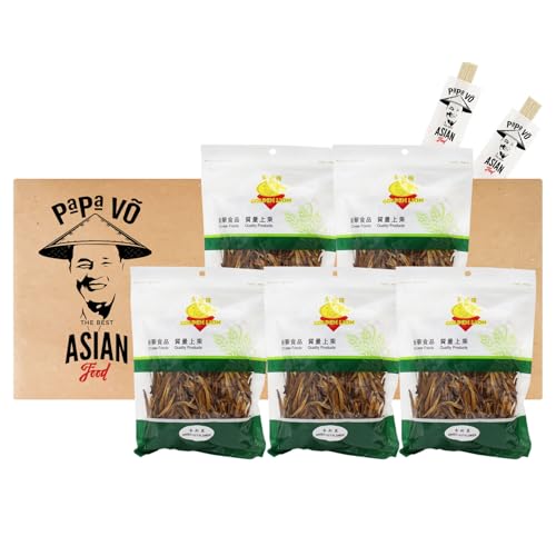 5er Pack (5x200g) Golden Lion Getrocknete Lilienblüten Bai He Hua, Gam Jam Choi + 2 Papa Vo Essstäbchen von Papa Vo