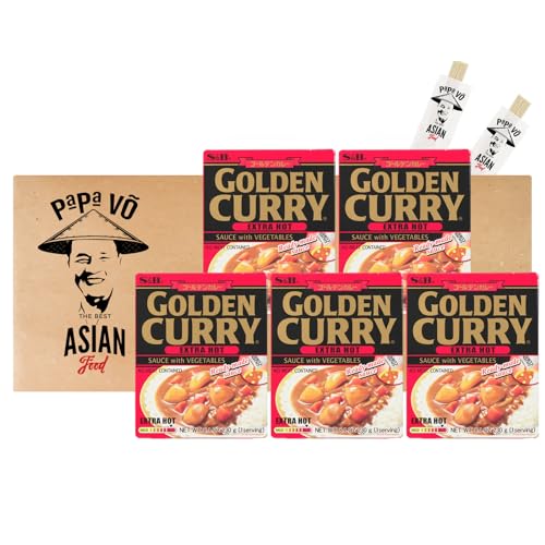 5er Pack (5x230g) S&B Golden Curry EXTRA HOT Sauce mit Gemüse (Papa Vo®) von Papa Vo