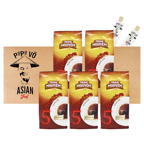 5er Pack (5x250g) Trung Nguyen Creative 5 Vietnam Kaffee Premium Arabica gemahlen + 2 Papa Vo Chopsticks von Papa Vo