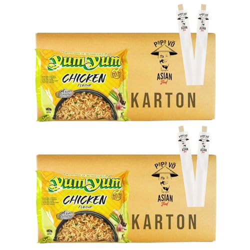60er Pack (60x60g) Yum Yum Chicken Flavor Instantnudel + 2 Papa Vo Chopsticks von Papa Vo
