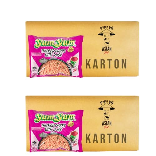 60er Pack (60x60g) Yum Yum Red Curry mit Ente Geschmack Instantnudeln (PapaVo) von Papa Vo