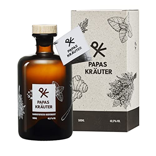 Papas Kräuter (40,5% | 1 x 0,5l) - Handgefertigter Kräuterschnaps - 100% natürliche Zutaten - Ideal als Geschenk von Papas Kräuter