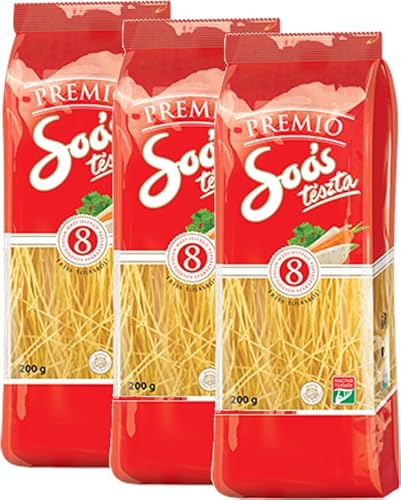 3 x Soós Feine Fadennudeln 3x200g Premio 8 Eier finom cérnametélt aus Ungarn 600g=3Packungen von Paprikaland