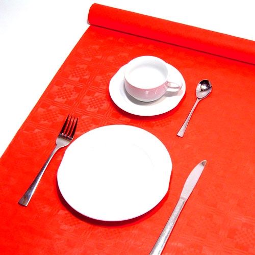 Tischdecke in Rot auf Rolle im hübschen Damastdesign, Papier, 8 x 1,2m von Papstar