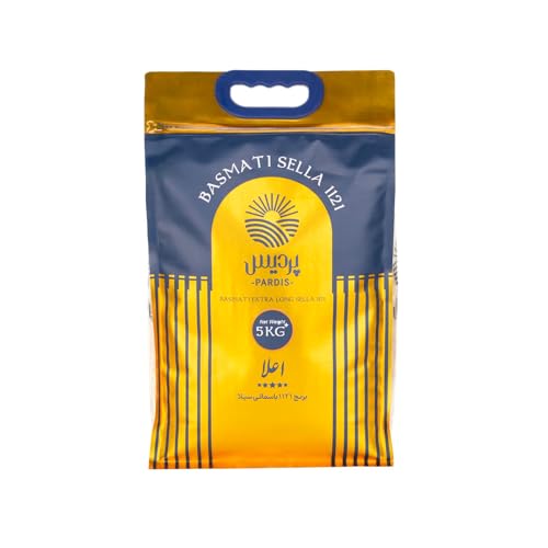 Pardis 5kg Premium Basmatireis Sella 1121 - wiederverschließbarer Sack aus Indien - Extra Langkorn für perfektes Biryani und Pilaf - Natürlich aromatisch, vegan, glutenfrei von Pardis