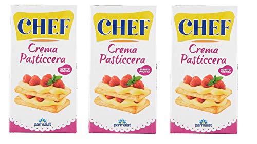 3x Parmalat Chef Crema Pasticcera Puddingcreme Sahne für Kuchen sofort fertig 530g Desserts Gebäckprodukt Glutenfrei Frei von Konservierungsstoffen Dessertsaucen von Parmalat