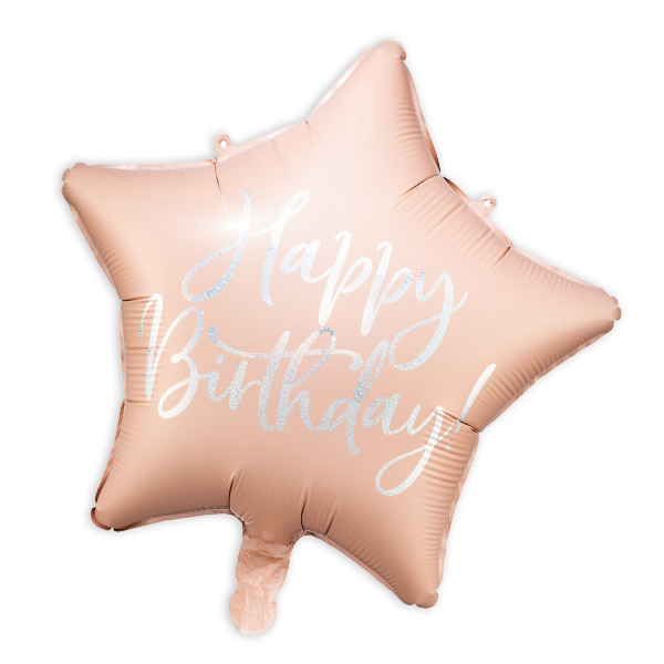 Folienballon "Happy Birthday" als Stern in rosa, 40cm von Partydeco