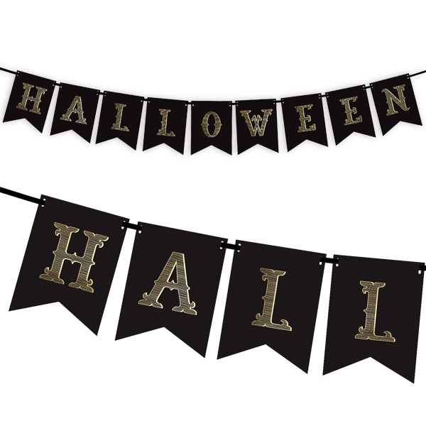 Halloween Wimpelkette, Pappe, 1,75m von Partydeco