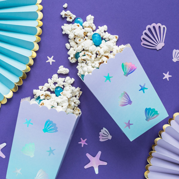 Popcornboxen mit Unterwassermotiven, 6 Stück, Pappe von Partydeco