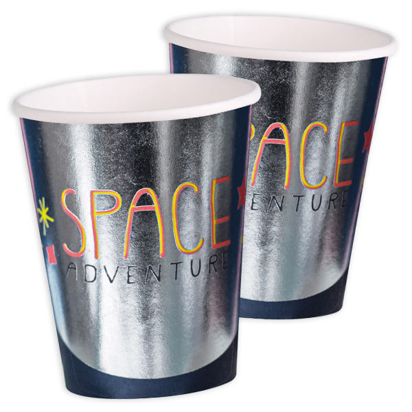 Space Adventure Partybecher aus Pappe, 6er Pack, 200ml von Partydeco