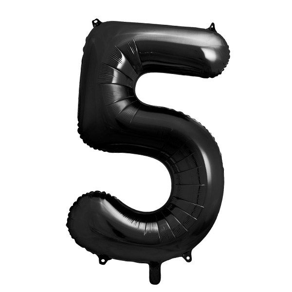XXL Zahlenballon, Ziffer 5 in schwarz, 86cm hoch von Partydeco