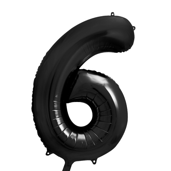 XXL Zahlenballon, Ziffer 6 in schwarz, 86cm hoch von Partydeco