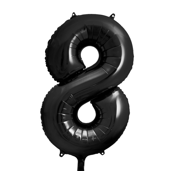 XXL Zahlenballon, Ziffer 8 in schwarz, 86cm hoch von Partydeco