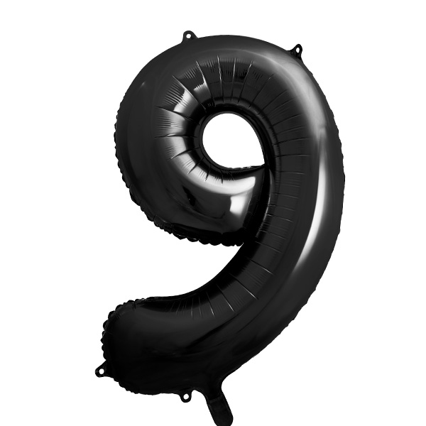 XXL Zahlenballon, Ziffer 9 in schwarz, 86cm hoch von Partydeco