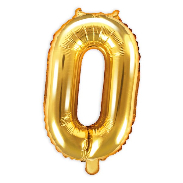Zahlenballon, Ziffer 0 in gold, 35cm hoch von Partydeco
