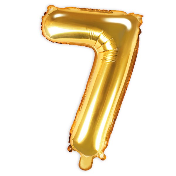 Zahlenballon, Ziffer 7 in gold, 35cm hoch von Partydeco