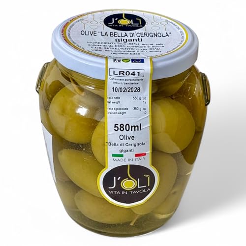Bella di Cerignola Oliven – Riesenoliven aus Italien, mild & vollmundig, handverlesen, in Salzlake, 350g Abtropfgewicht – Feinkost Delikate von Passione Italia