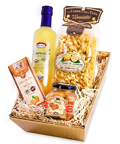 Italienischer Feinkost Geschenkkorb AMALFI mit Limoncello aus Sorrento, Baba, Pasta und Modica Schokolade Geschenkkorb Italienisch von Passione Italia