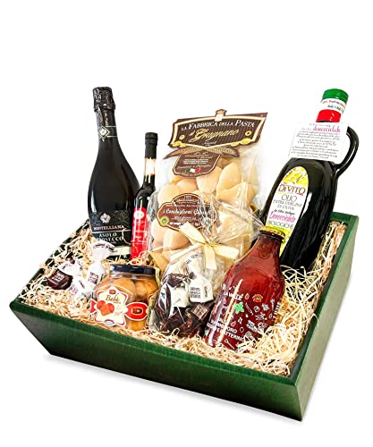 Feinkost Geschenkkorb IL MEGLIO D'ITALIA mit ausgesuchten italienischen Spezialitäten Prosecco / Olivenöl / Pasta / Dessert von Passione Italia