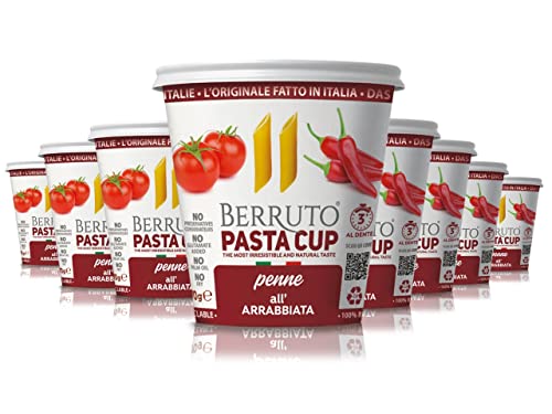 Premium Italian Pasta Snack Penne All'Arrabbiata leckere Instantnudeln/Naturbelassen/ohne Palmöl, ohne Geschmacksverstärker, ohne Konservierungsstoffe 8 x 70 g von Pasta Berruto