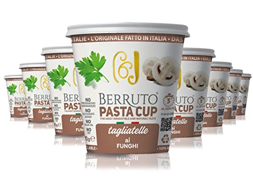Premium Italian Pasta Tagliatelle Snack Pilz Sauce leckere Instantnudeln/Naturbelassen/ohne Palmöl, ohne Geschmacksverstärker, ohne Konservierungsstoffe 8 x 70 g von Pasta Berruto