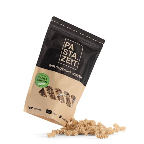 PASTAZEIT Bio Kichererbsen Nudeln - Fusilli Low Carb Nudeln aus Bio Kichererbsenmehl - High Protein Nudeln handgemacht - kalorienarme Protein Pasta - vegan, weizenfrei (1 x 250g) von Pastazeit