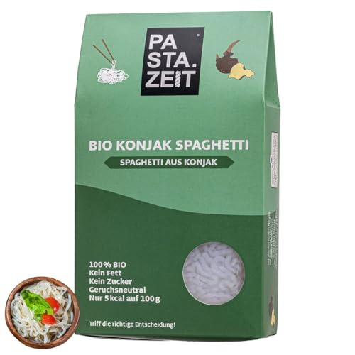 PASTAZEIT Bio Konjak Nudeln Spaghetti - No Carb Nudeln, Weizenfrei, Bio, Vegan, Low Carb, Kein Fett - Kalorienarme, nur 5 kcal, kohlenhydratfrei, Shirataki (1 x 400 g) von Pastazeit
