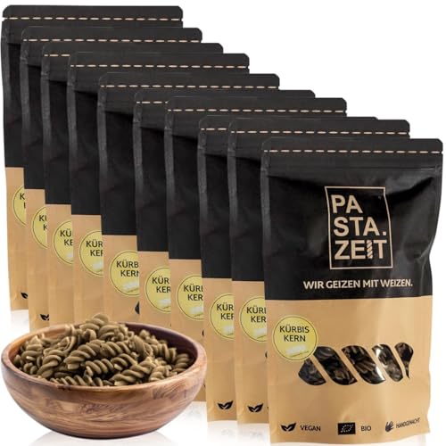 PASTAZEIT Bio Kürbiskern Nudeln - Fusilli Low Carb aus Bio Kürbiskernmehl & Linsenmehl - High Protein Nudeln handgemacht - kalorienarme Protein Pasta - vegan, weizenfrei (10 x 250g) von Pastazeit