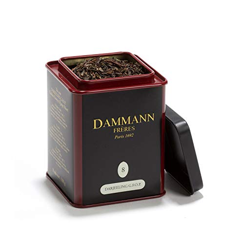 Dammann Darjeeling G.F.O.P. (Golden Flowery Orange Pekoe) 8 - Schwarzer Tee mit Mandel- und reifem Pfirsichgeschmack, 100g, Damm von Pasticceria Passerini dal 1919