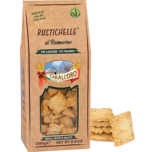Rustichelle al Rosmarino Snack-Gebäck Vegan Pastificio DI Bari TARALLORO Italien 250g-Pack von Pastificio DI Bari TARALLORO