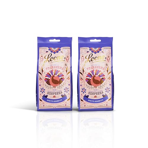 Leone seit 1857 - Tüte mit assortierten Eiern - Assortierte dunkle, Milch- und Gianduia-Pralinen - 2 Tüten à 100gr (2 x 100gr) von Pastiglie Leone