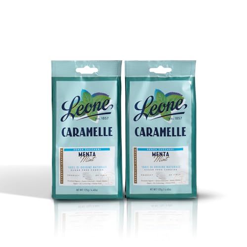 Leone seit 1857 - Zuckerfreie Minzbonbons - Minzgeschmack Bonbons ohne Gluten und vegan - 2 Beutel harte Bonbons zu je 125g (2 x 125g) von Pastiglie Leone