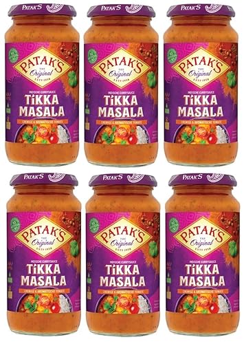 6er Pack - PATAK'S Tikka Masala Sauce (6x 450g) | Sauce nach Indischer art für Tikka Masala Mittelscharf | Indische Curry von Patak's