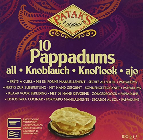 Patak's Pappadums, Knoblauch, 12er Pack (12 x 100 g) von Patak's