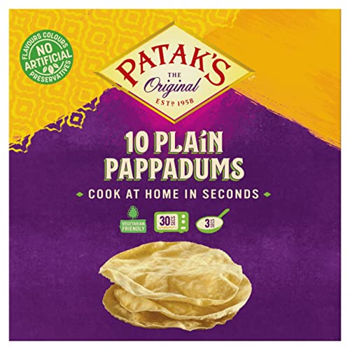 Patak's The Original 10 Cook at Home Pappadums Plain, 100 g von Patak's