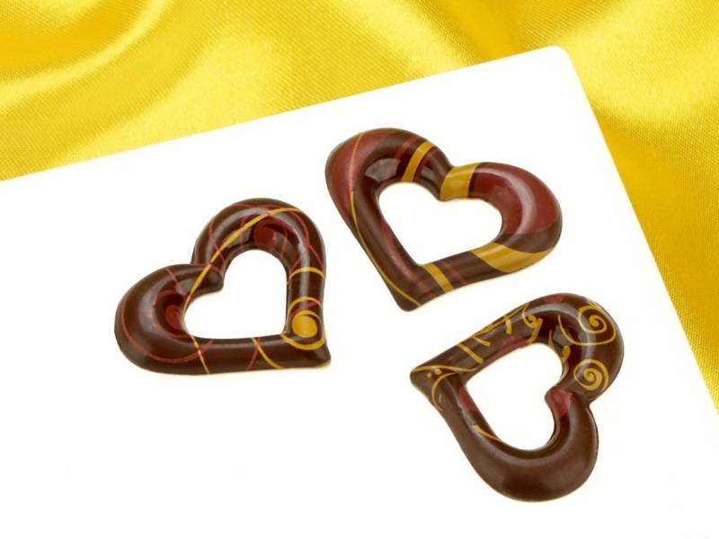 1 Folie Schokoladen-Dekor Herz Zartbitter von Pati-Versand