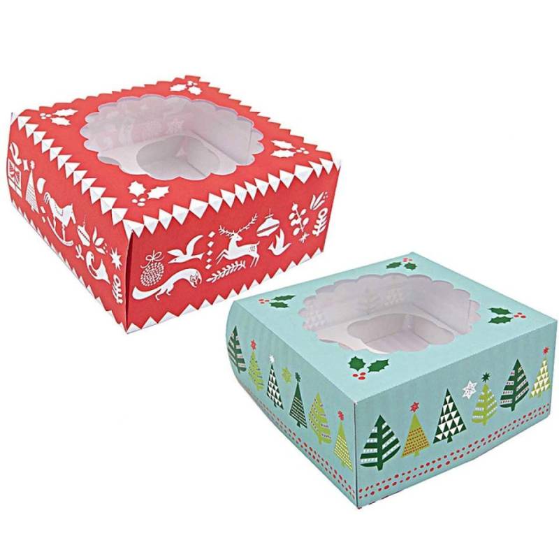 2 Cupcakeboxen für 4 Cupcakes, Rot-Minz von Pati-Versand