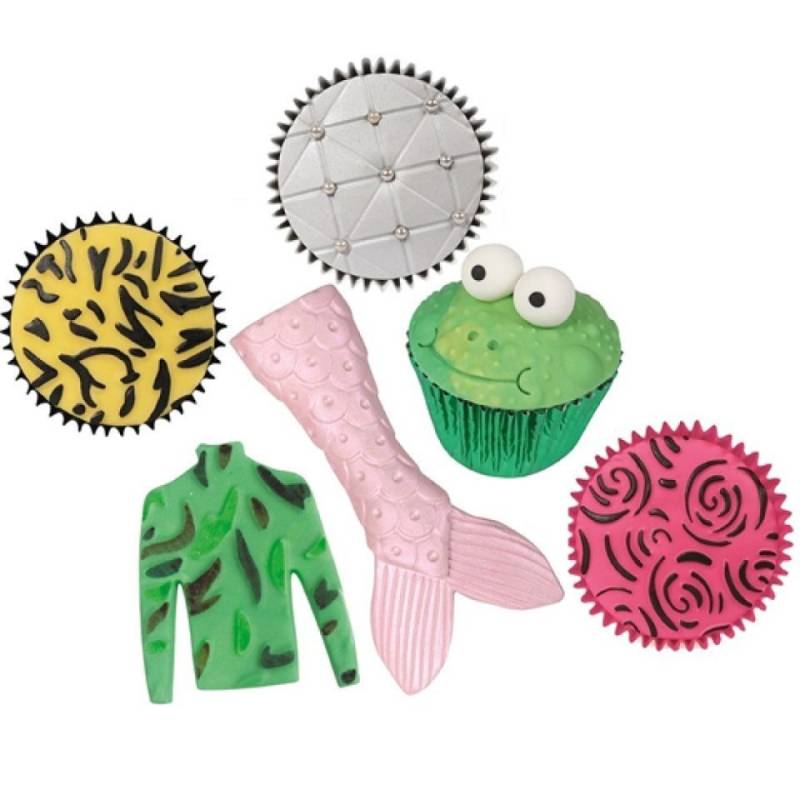 6 Prägematten Set ca. 25x18 cm, Motiv: Fabric von Pati-Versand