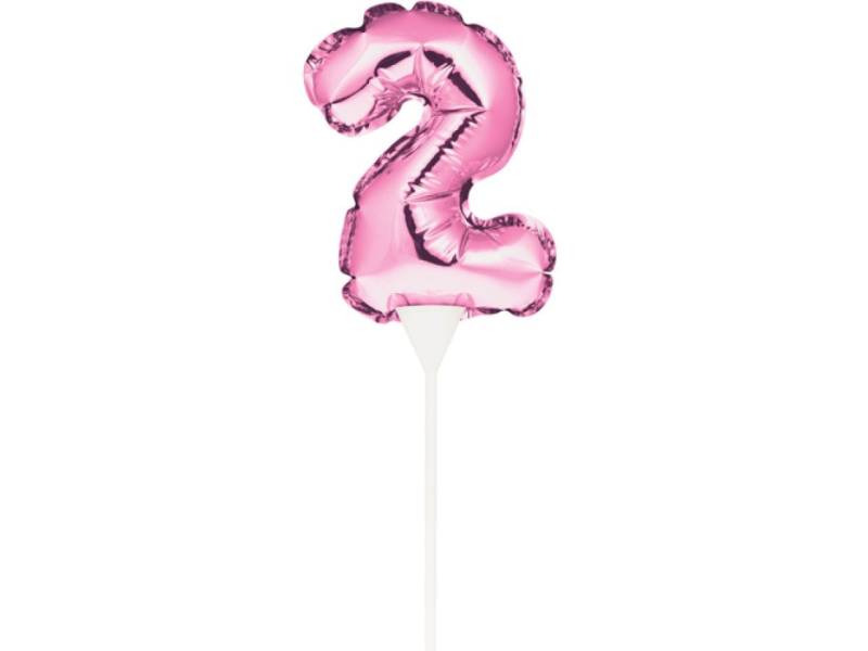 Ballon-Topper Zahl 2, Pink, 13 cm von Pati-Versand