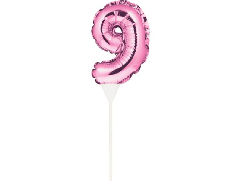 Ballon-Topper Zahl 9, Pink, 13 cm von Pati-Versand