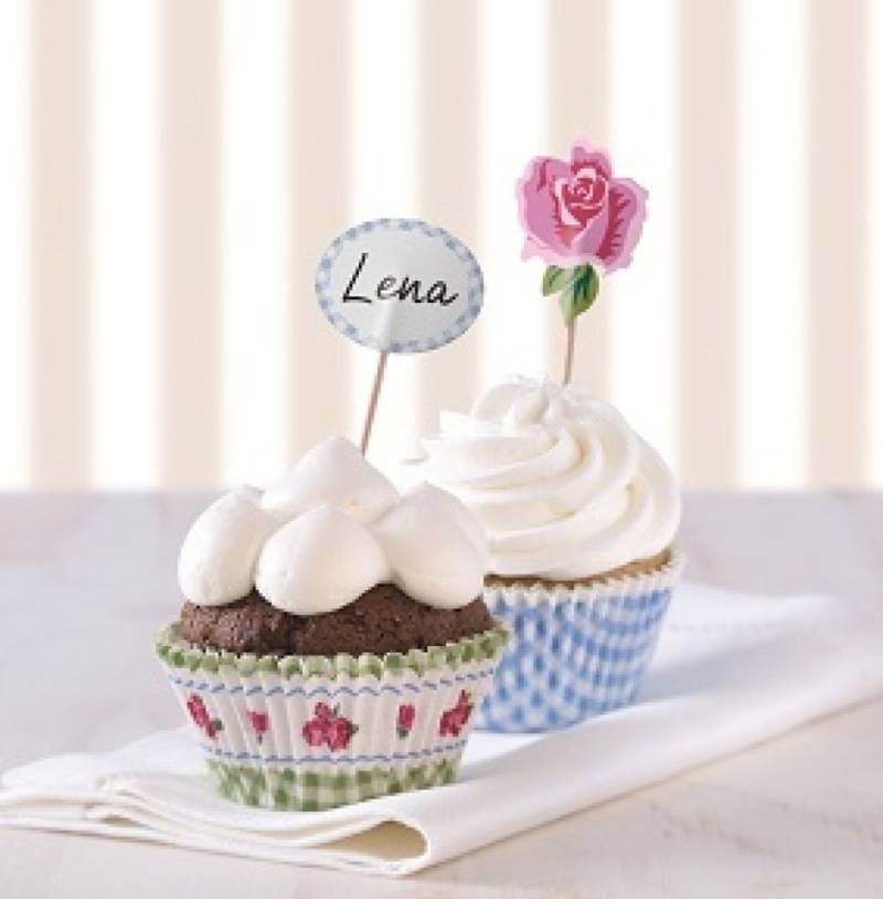 Birkmann Cupcake-Set Rose, 24 Muffinförmchen mit 12 Fahnen von Pati-Versand