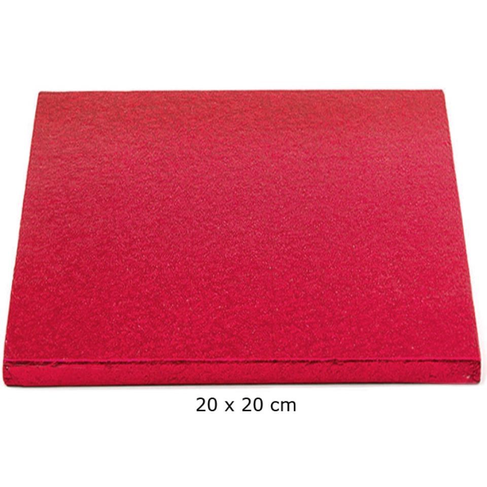 Cake Board, Rot, Quadrat, 20 cm, ~1,2cm dick Cake Board, Rot, Quadrat, 20 cm, ~1,2cm dick von Pati-Versand